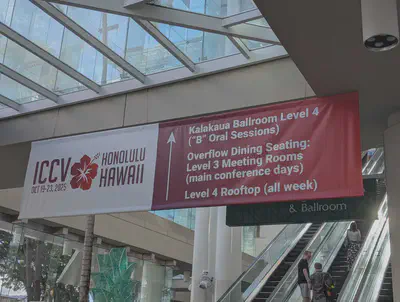 ICCV 2025 venue guide posted inside the Hawaii Convention Center